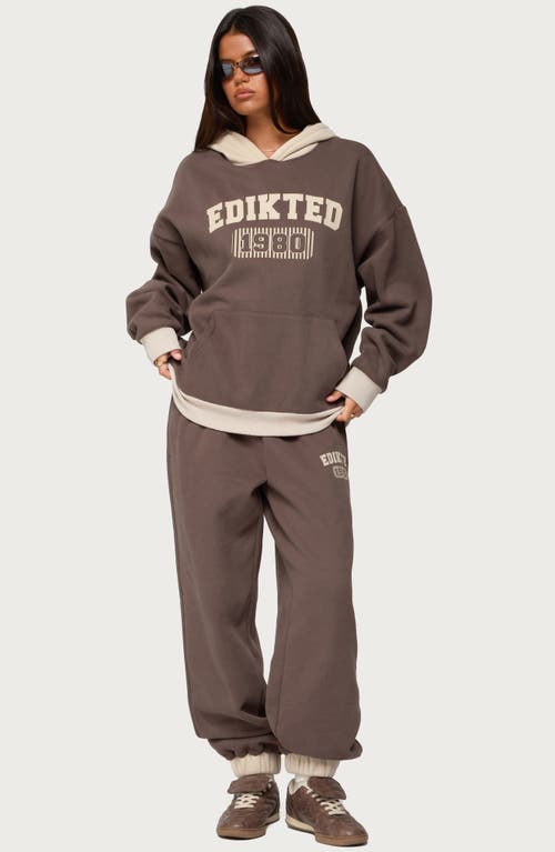 Edikted 1980 Oversized Colorblock Hoodie In Brown