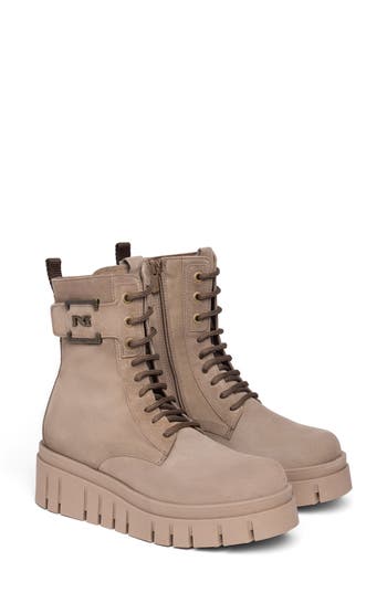 Nerogiardini Logo Plate Platform Wedge Bootie In Gray