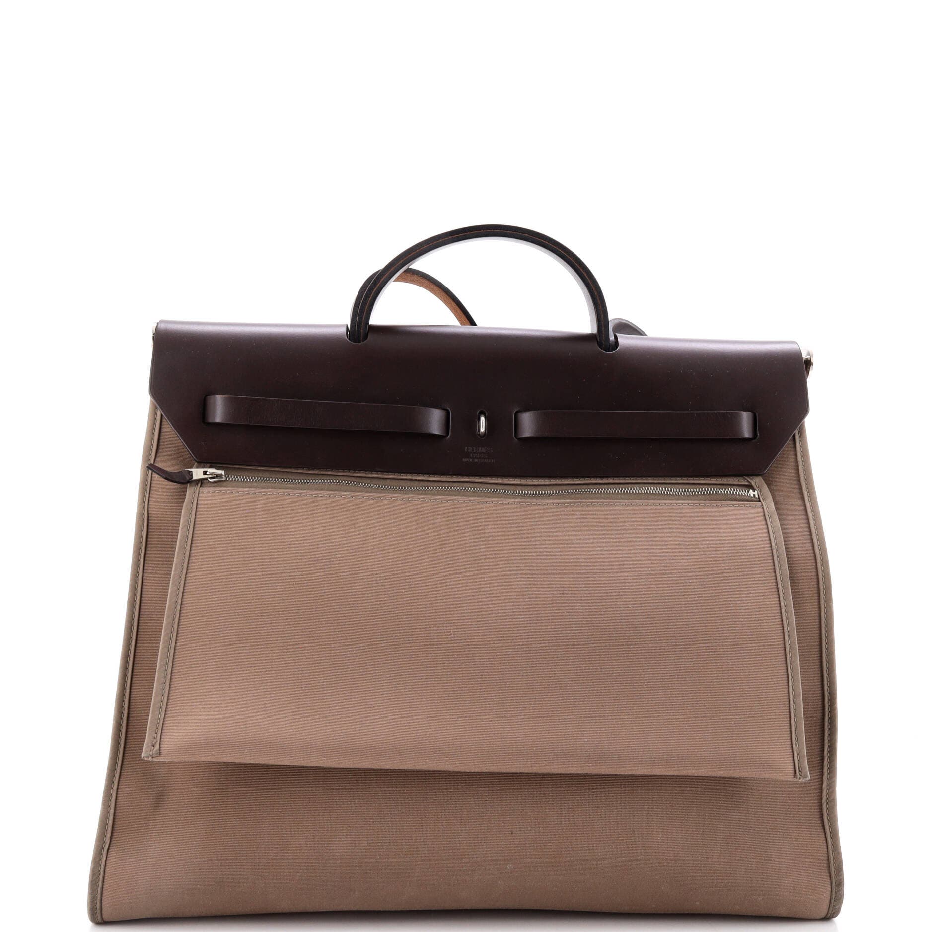 Pre-Owned Hermes Herbag Zip Leather and Toile 39, Alternate, color, Etoupe