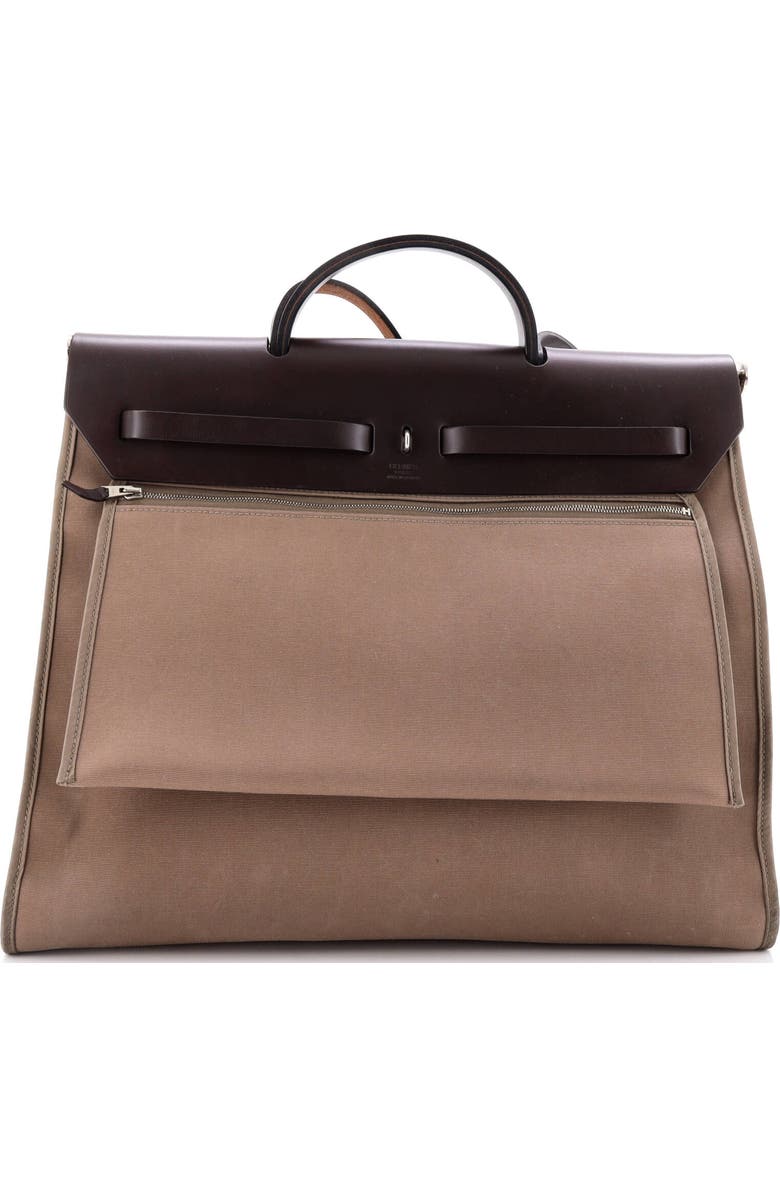 Pre-Owned Hermes Herbag Zip Leather and Toile 39, Alternate, color, Etoupe