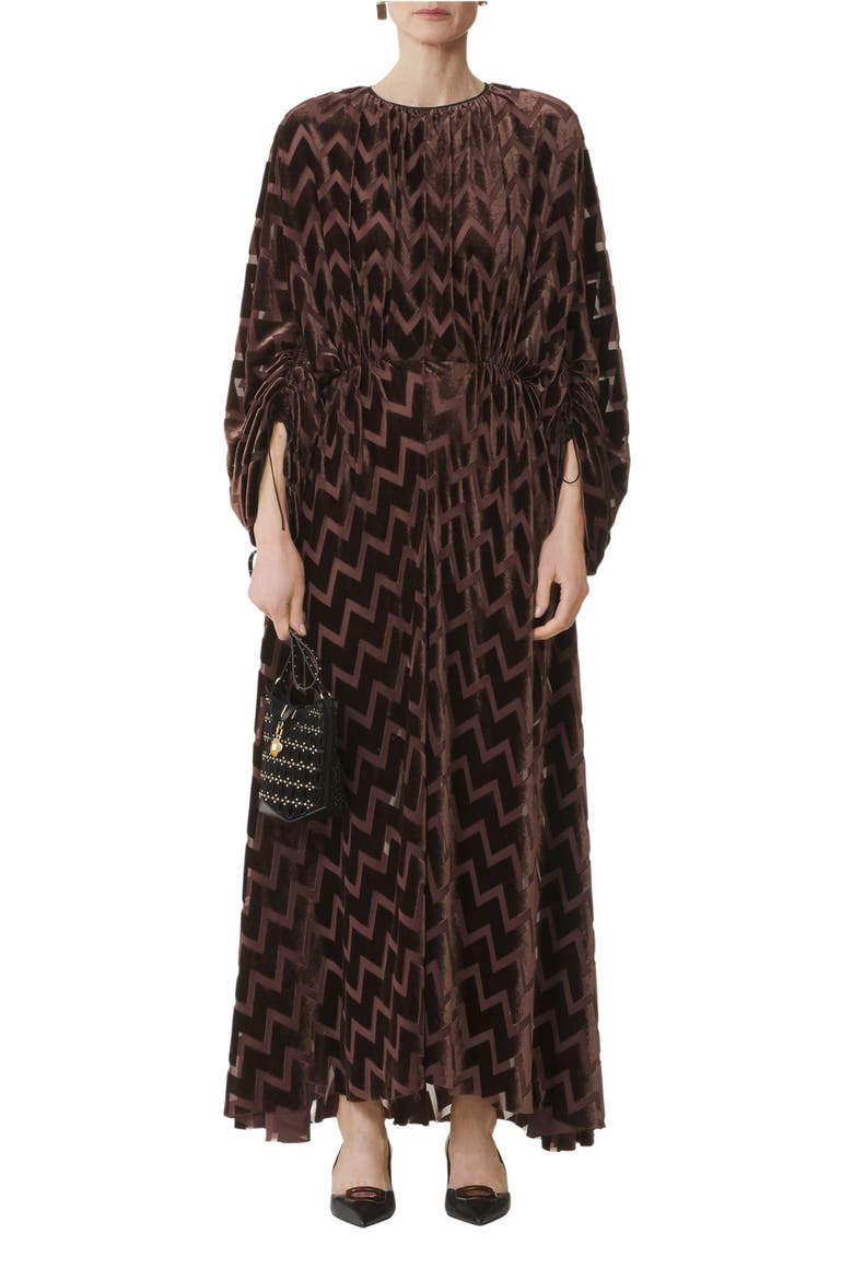 Devoré Velvet Dress, Alternate, color, Mocha