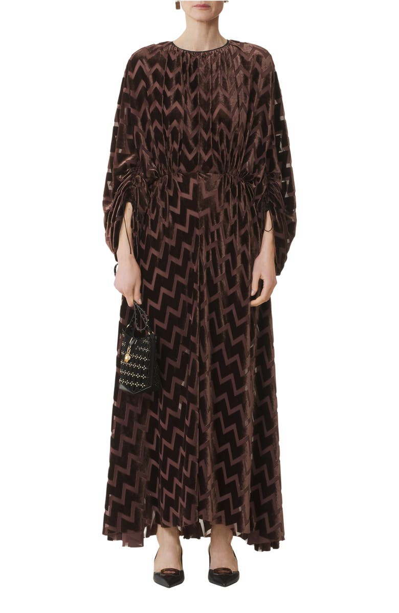 Lanvin Devoré Velvet Dress, Alternate, color, Mocha