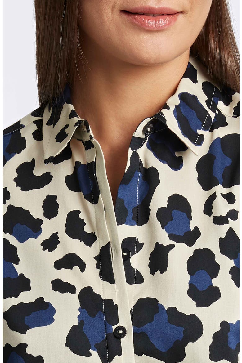 Charlie Leopard Print Cotton Button-Up Shirt, Alternate, color, PACIFIC BLUE MU