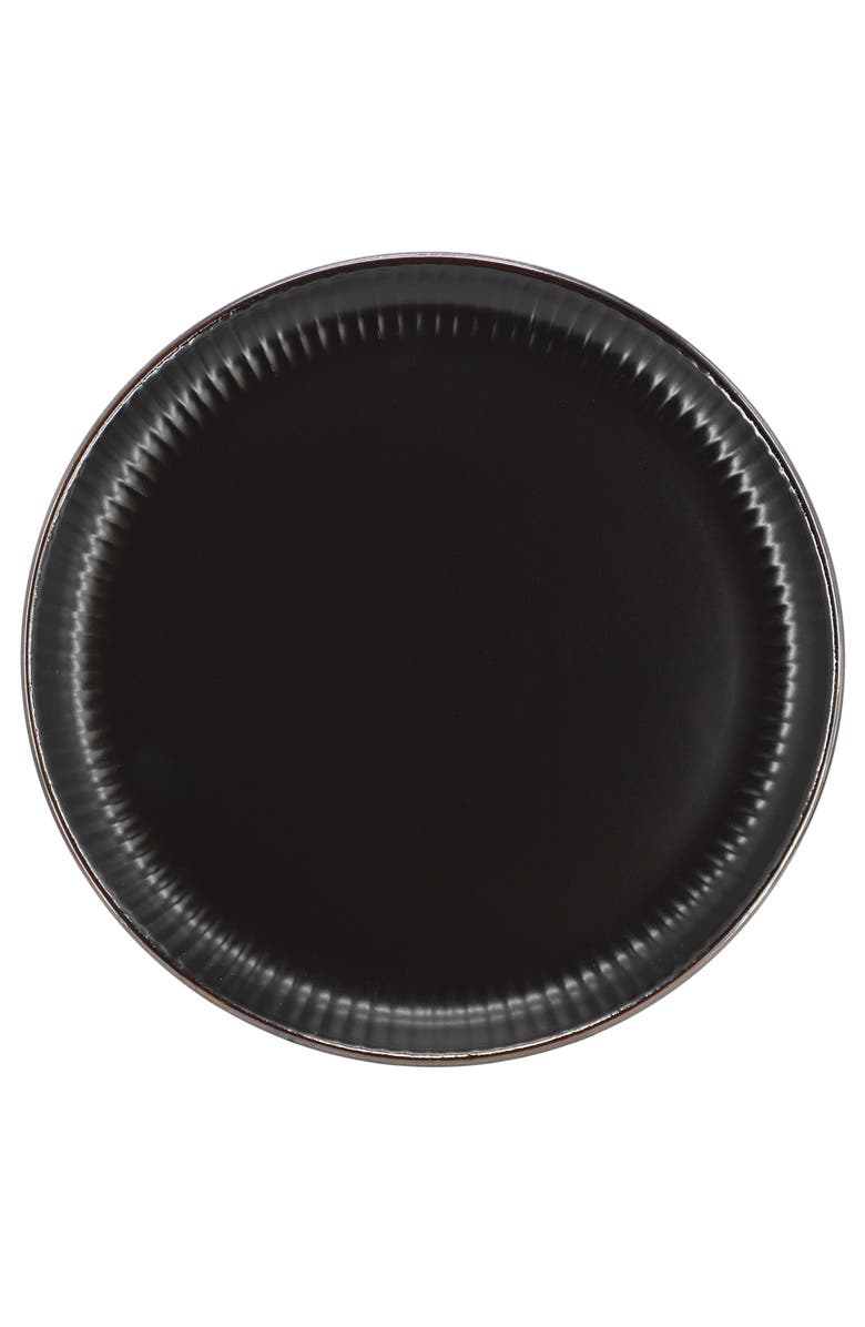 Elama Leo 16 Piece Stoneware Dinnerware Set, Alternate, color, Black