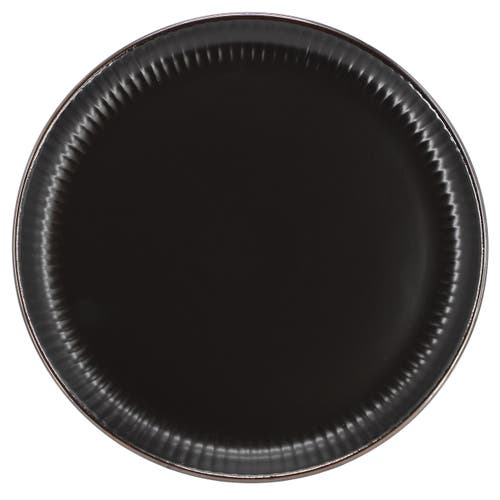 Elama Leo 16 Piece Stoneware Dinnerware Set In Black