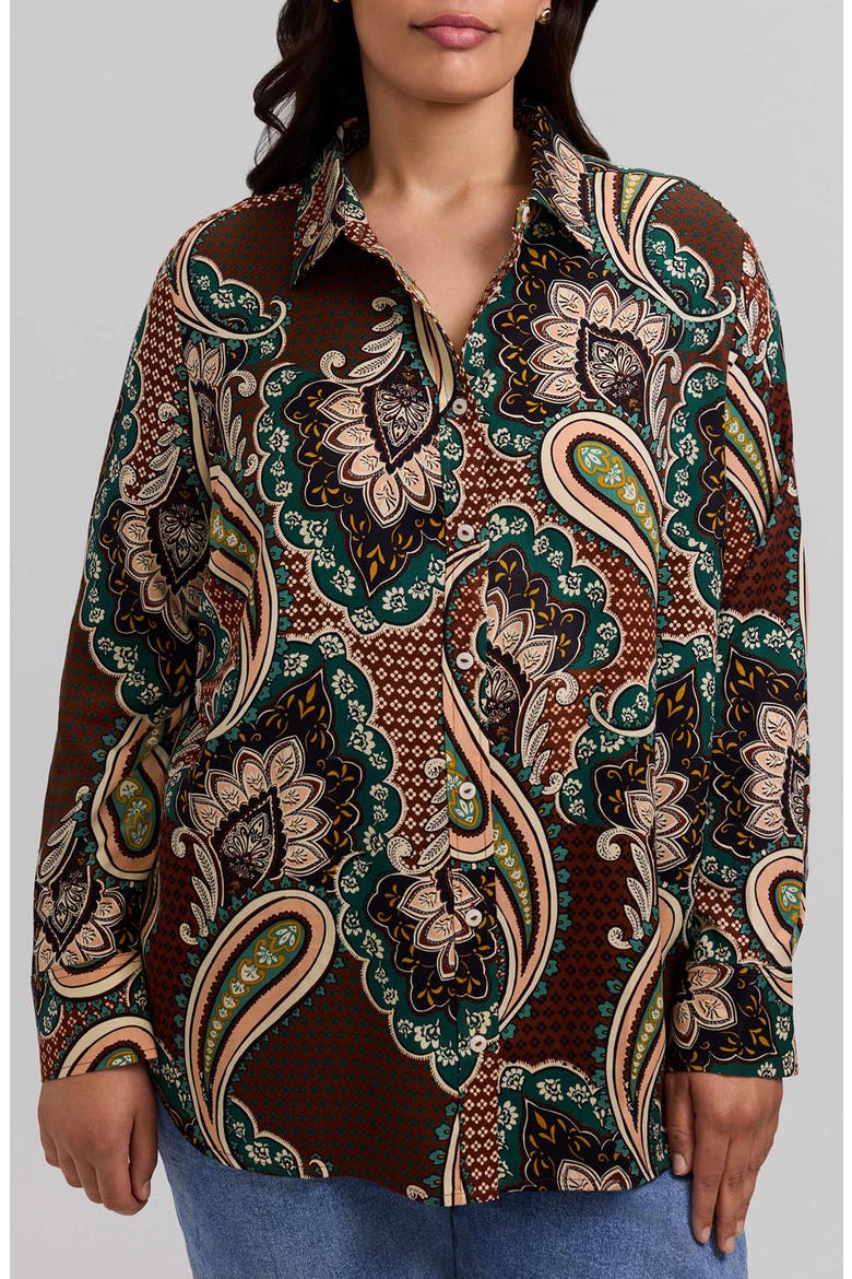 Meghan Paisley Print Button-Up Shirt, Main, color, RED/ MULTI