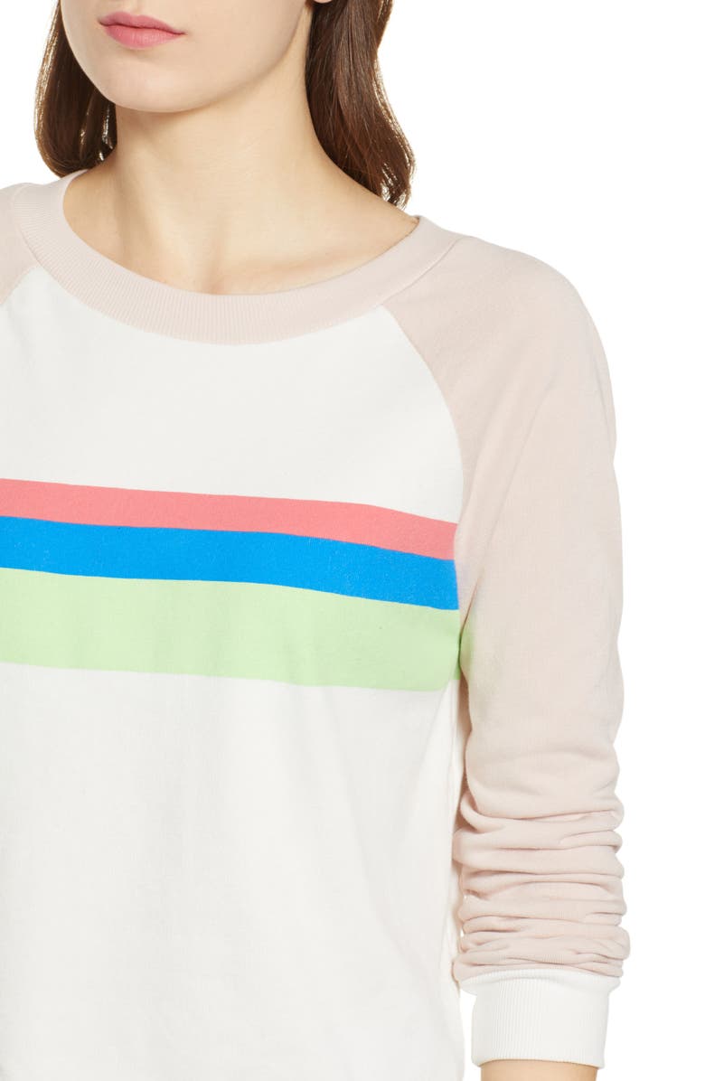 Wildfox Beach House Mellow Stripe Crop Cotton Sweatshirt, Alternate, color, 