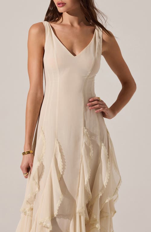 Astr The Label Philomene Ruffle Detail Midi Dress In Neutral
