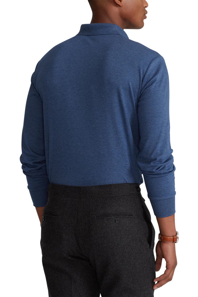 Long Sleeve Pima Cotton Polo, Alternate, color, BLUE HTR