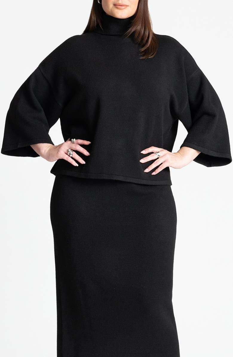 ELOQUII Boxy Crop Turtleneck Sweater, Main, color, 