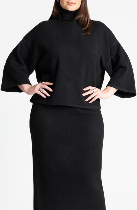 Boxy Three Quarter Sleeve Turtleneck