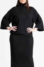 ELOQUII Boxy Three Quarter Sleeve Turtleneck