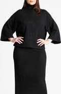 ELOQUII Boxy Three Quarter Sleeve Turtleneck