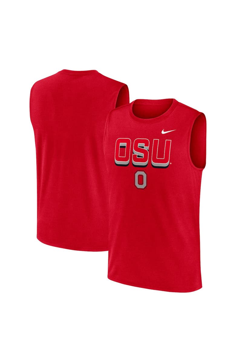 Nike Men's Nike Scarlet Ohio State Buckeyes Primetime Tricode Legend Performance Tank Top, Main, color, Scarlet