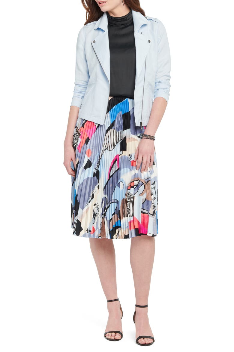 Linen Blend Biker Jacket, Alternate, color, LIGHT SKY