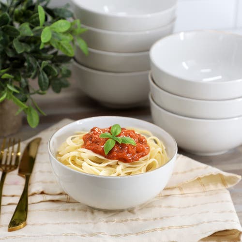 Gibson Home Ogalla 8 Piece Fine Ceramic 6 Inch 22 Ounce Cereal Bowl Set In White