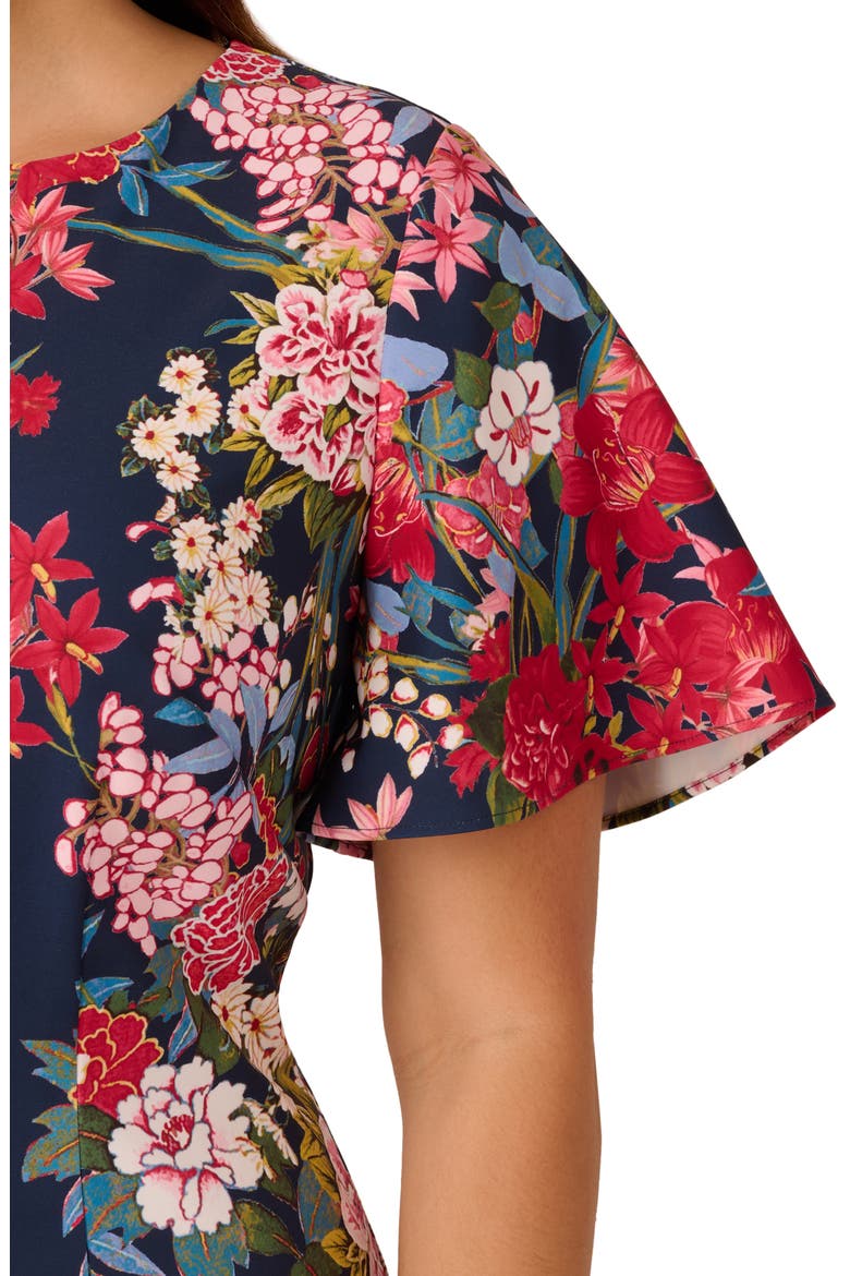 Floral Print Stretch Twill Sheath Dress, Alternate, color, NAVY MULTI