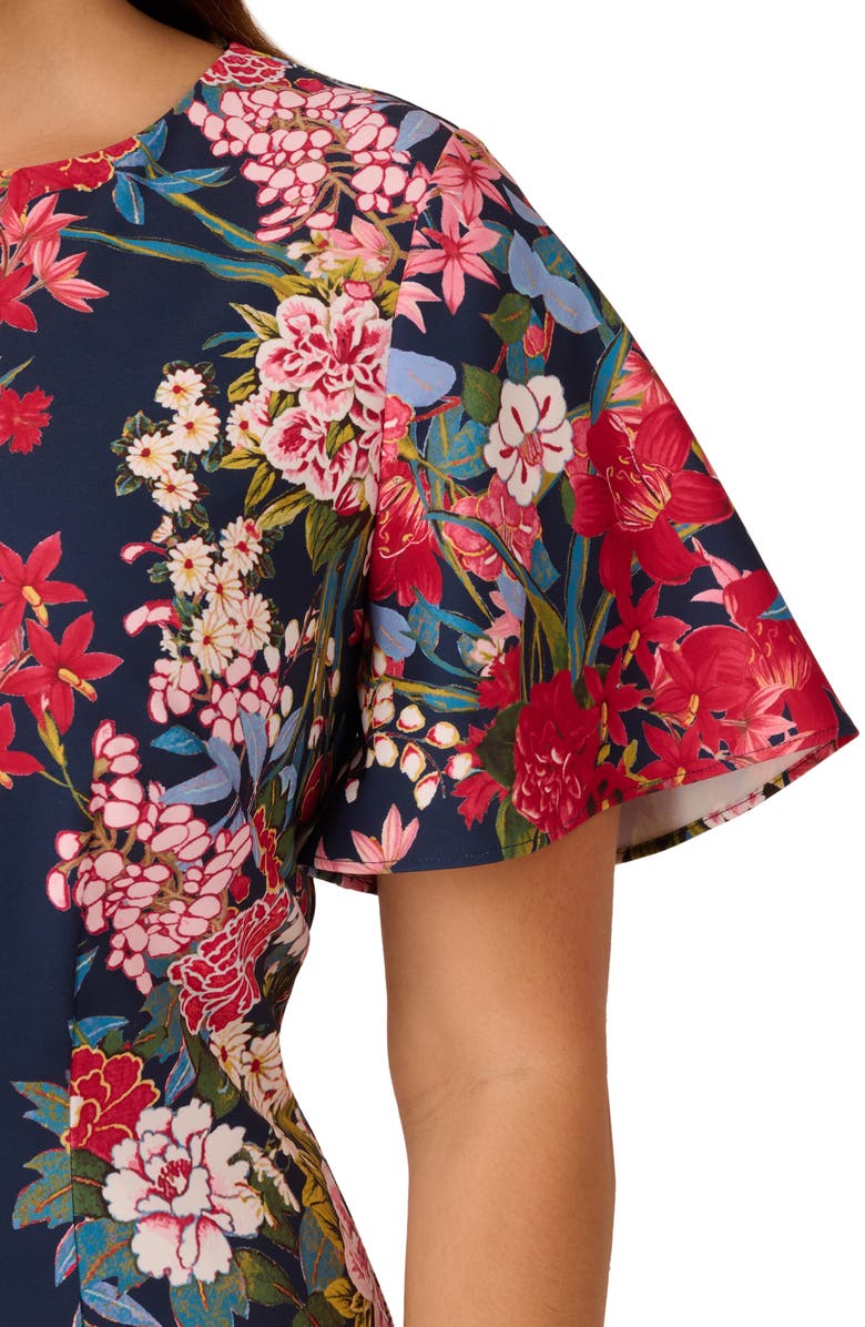 Adrianna Papell Floral Print Stretch Twill Sheath Dress, Alternate, color, 