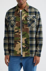 Billionaire Boys Club BB Wanderlust Plaid & Camo Cotton Button-Up Shirt