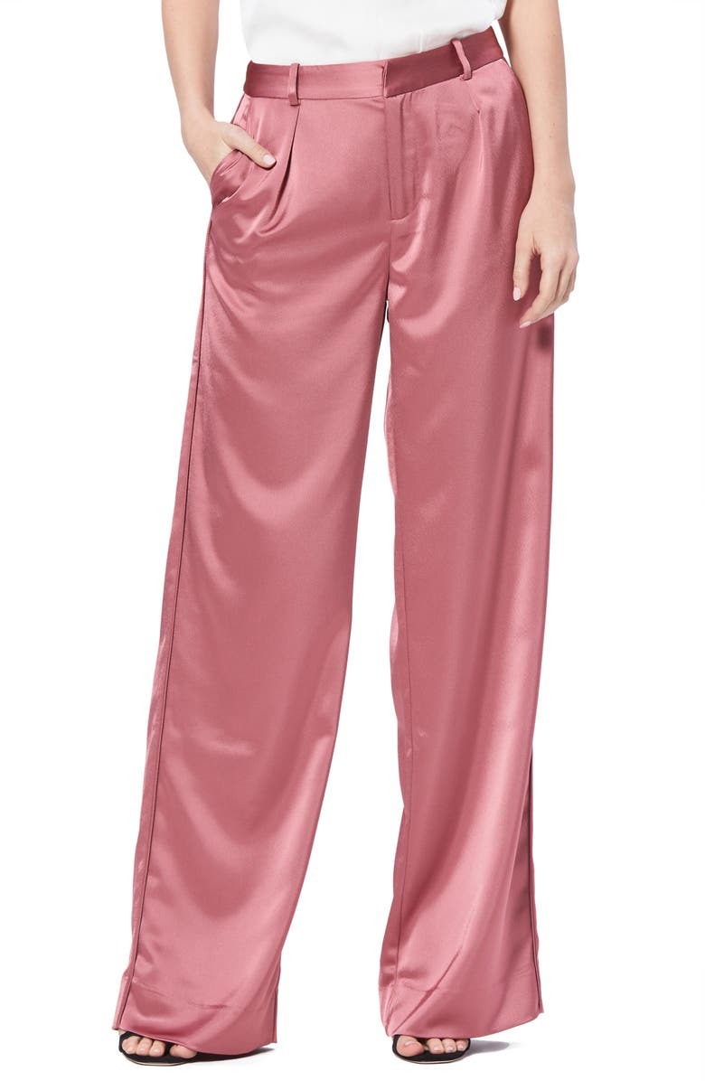 PAIGE Melise Wide Leg Satin Trousers, Main, color,