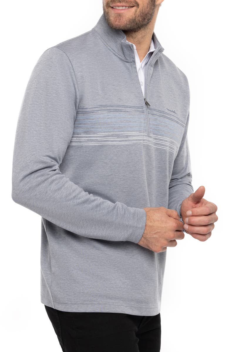 TravisMathew Travel More Long Sleeve Knit Half Zip Pullover, Alternate, color, Heather Grey