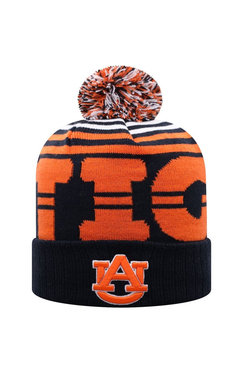 TOP OF THE WORLD Men's Top of the World Navy/Orange Auburn Tigers Colossal Cuffed Knit Hat with Pom, Main, color, Navy