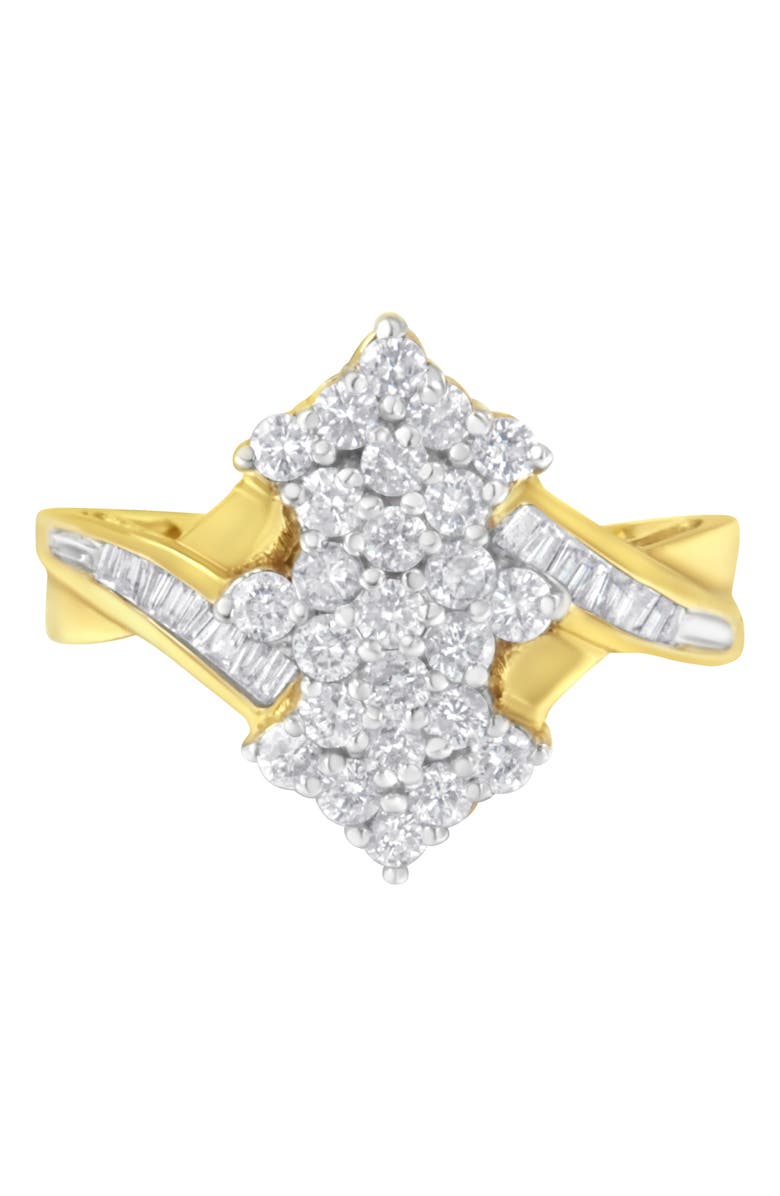 Haus of Brilliance 10K Yellow Gold 1 1/10 Cttw Diamond Cluster Ring, Main, color, Yellow Gold