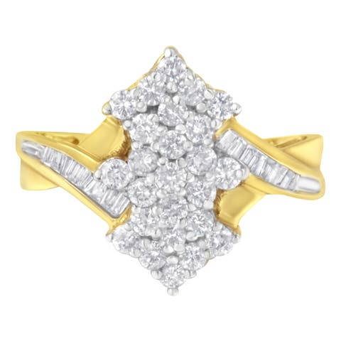 10K Yellow Gold 1 1/10 Cttw Diamond Cluster Ring