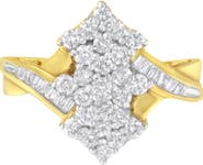 Haus of Brilliance 10K Yellow Gold 1 1/10 Cttw Diamond Cluster Ring
