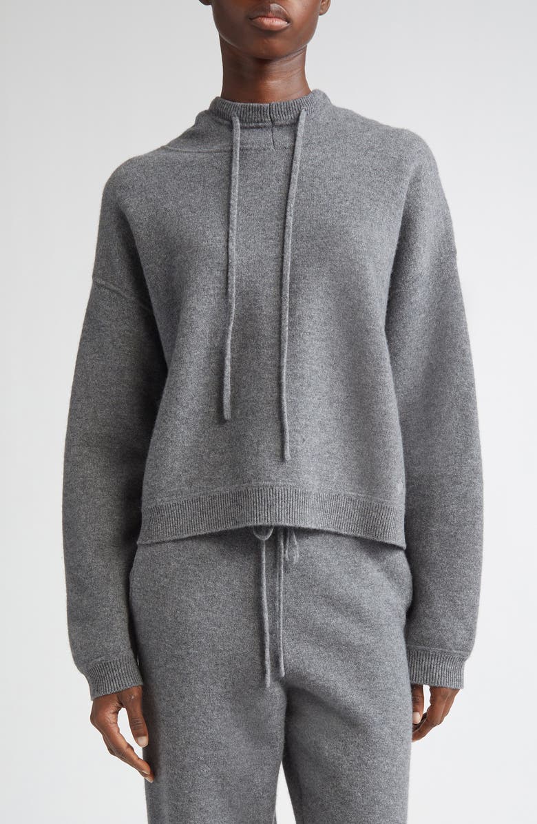 LOULOU DE SAISON Sarla Loose Fit Cashmere Hoodie, Main, color, Anthracite Melange