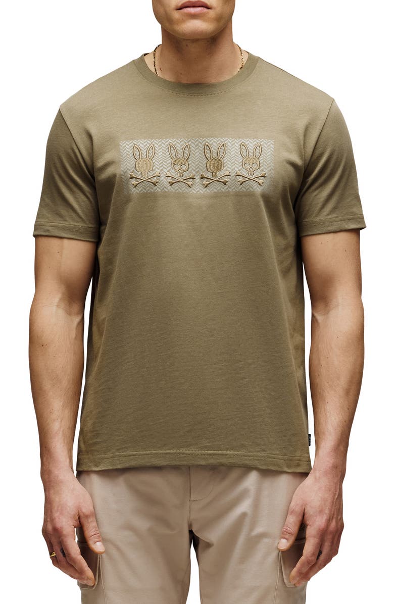 Psycho Bunny Costello Appliqué Graphic T-Shirt, Main, color, Dusky Green