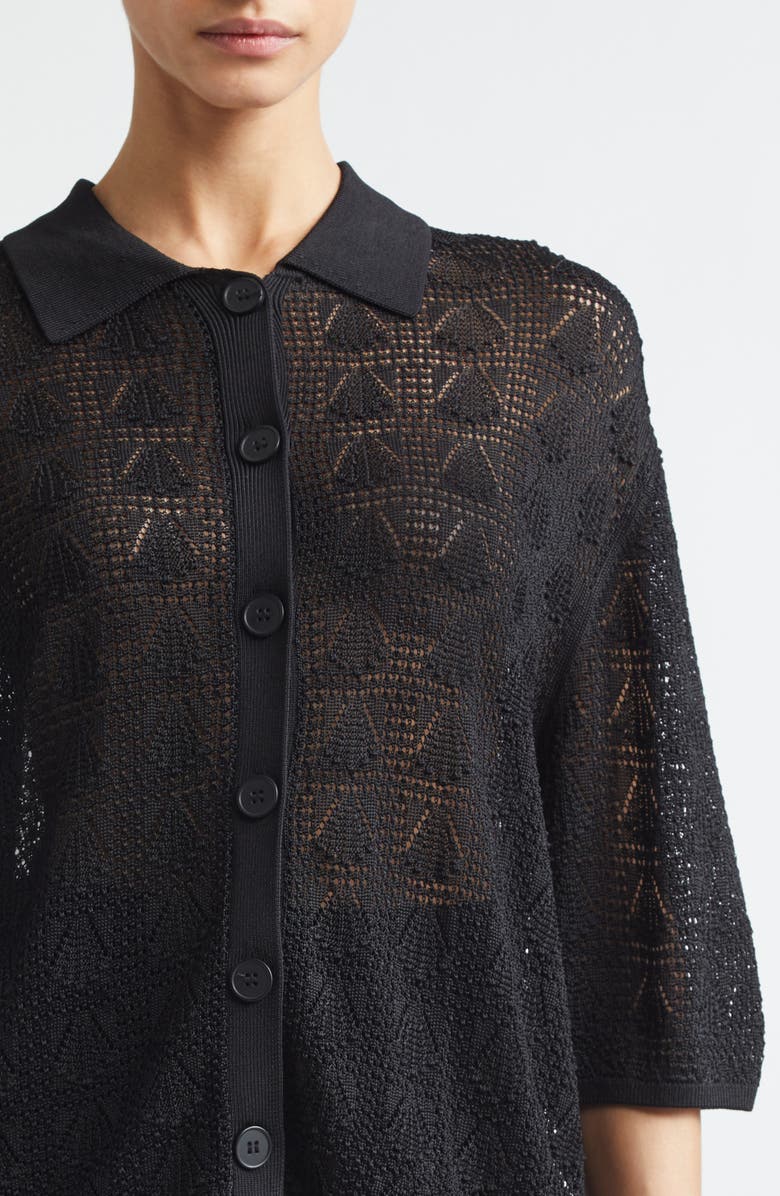 LOULOU DE SAISON Siani 3D Shell Knit Cardigan, Alternate, color, Black