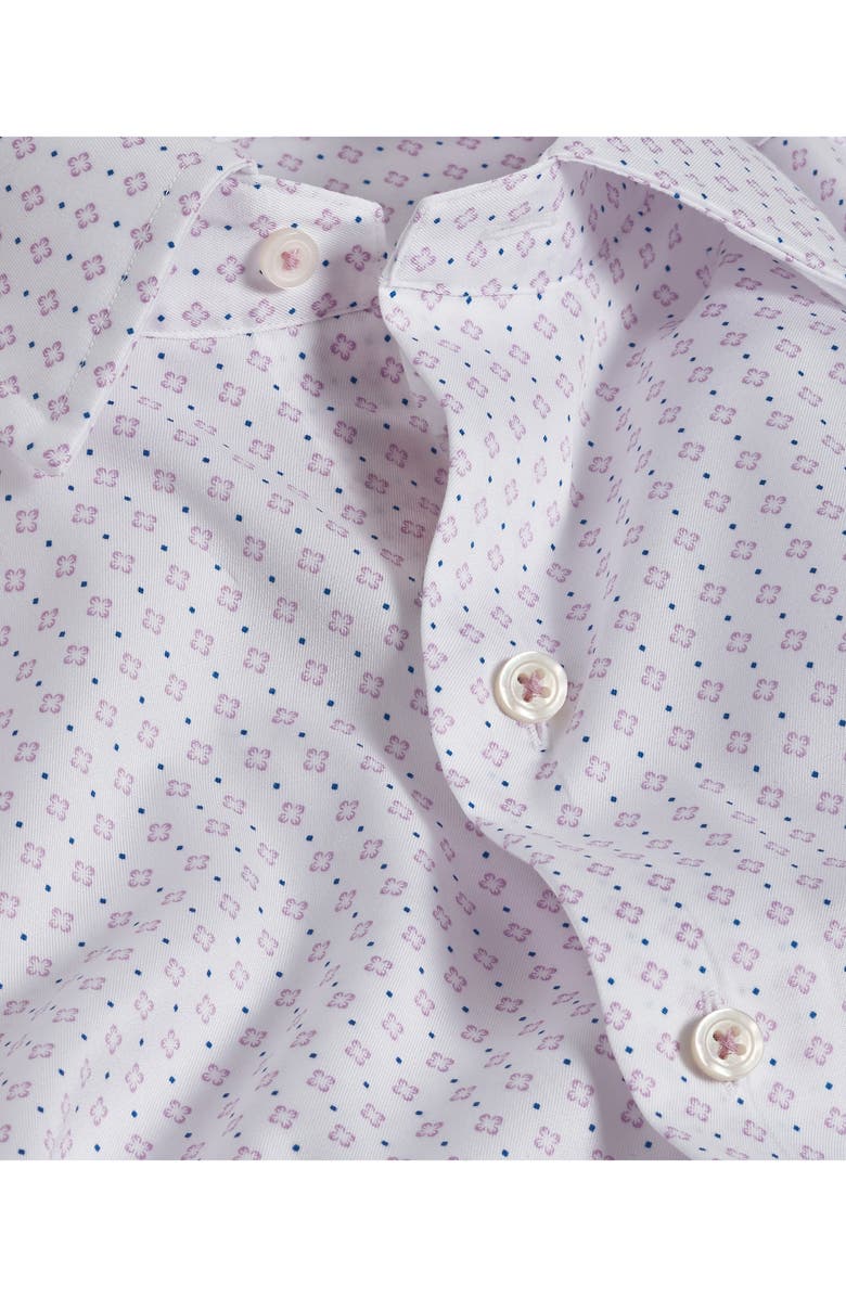 David Donahue Cotton Short Sleeve Sport Shirt, Alternate, color, White/Berry