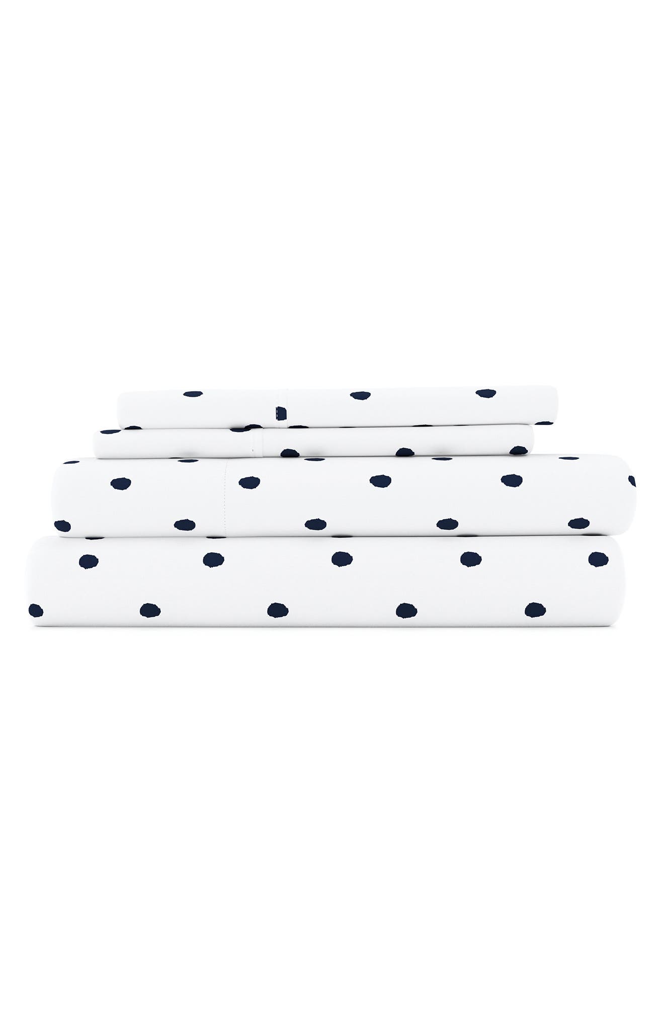 HOMESPUN HOME SPUN Premium Ultra Soft Dots Pattern 4-Piece Bed Sheets Set