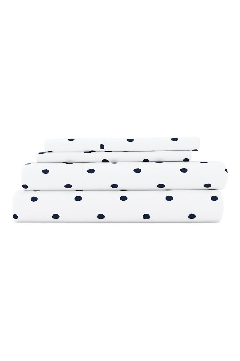 HOME SPUN Premium Ultra Soft Dots Pattern 4-Piece Bed Sheets Set, Main, color, NAVY