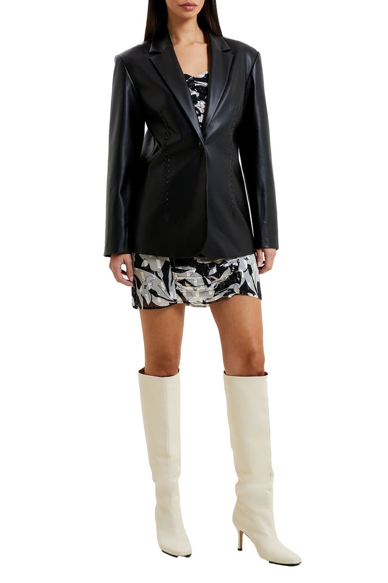 Crolenda Faux Leather Blazer, Main, color, 01-BLACKOUT
