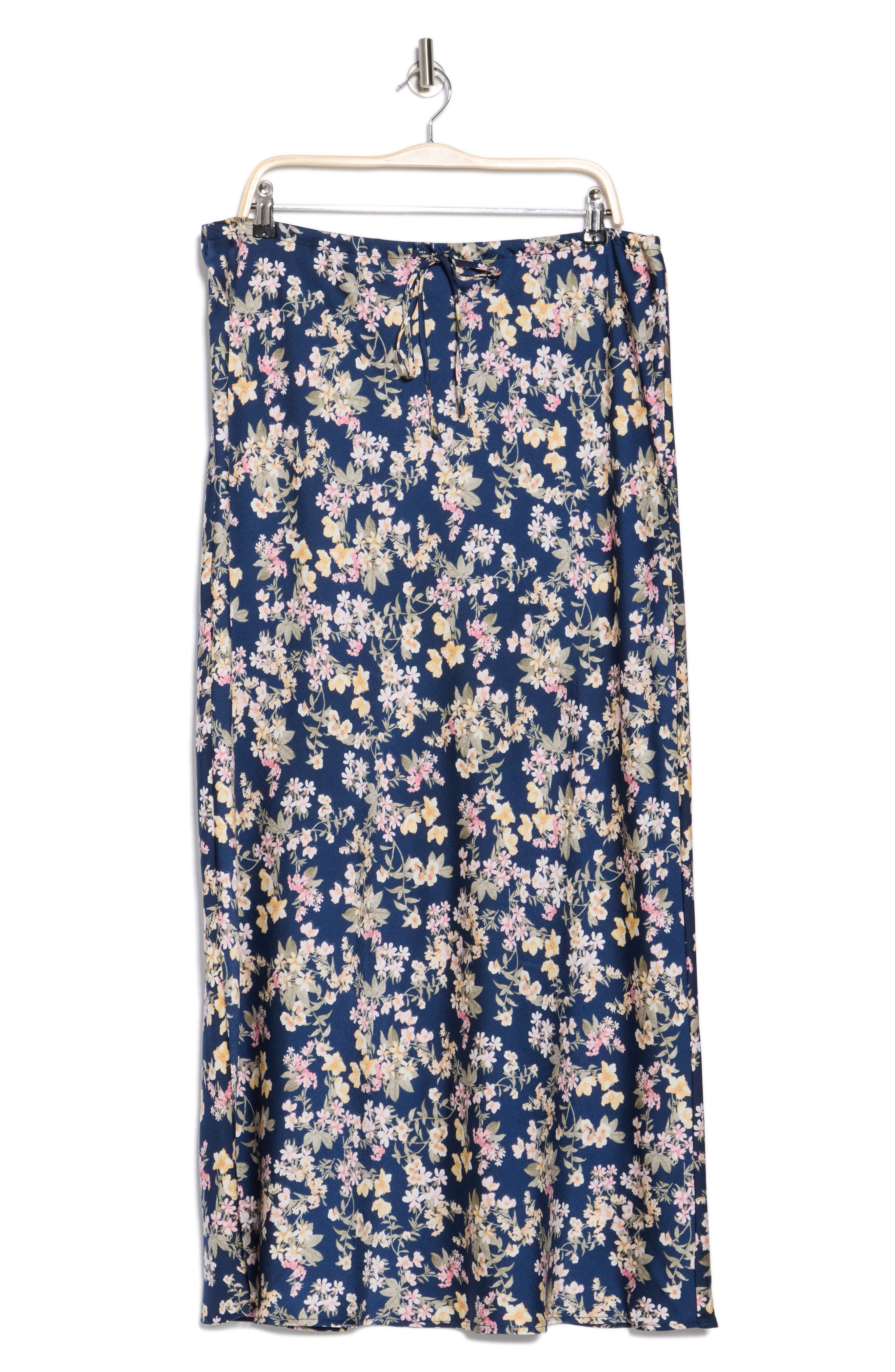 Tyra Maxi Skirt in Navy with White Floral Print main image 0