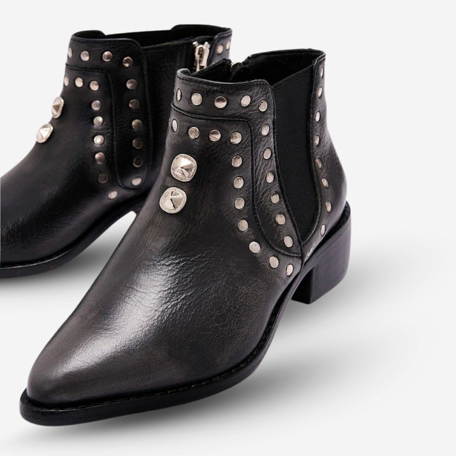 Take It or Leave It Studded Leather Chelsea Boot, Alternate, color, Black