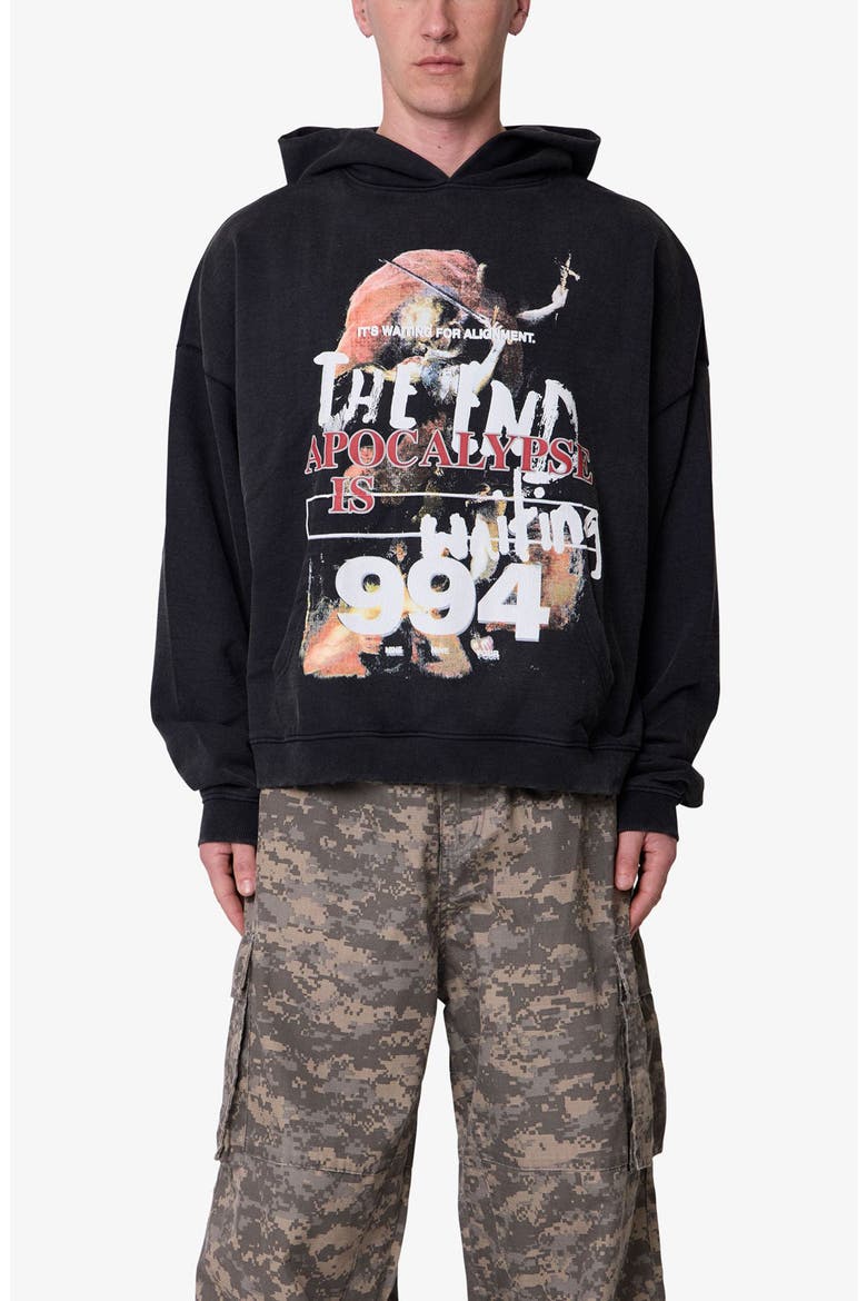 The End Graphic Hoodie, Main, color, BLACK