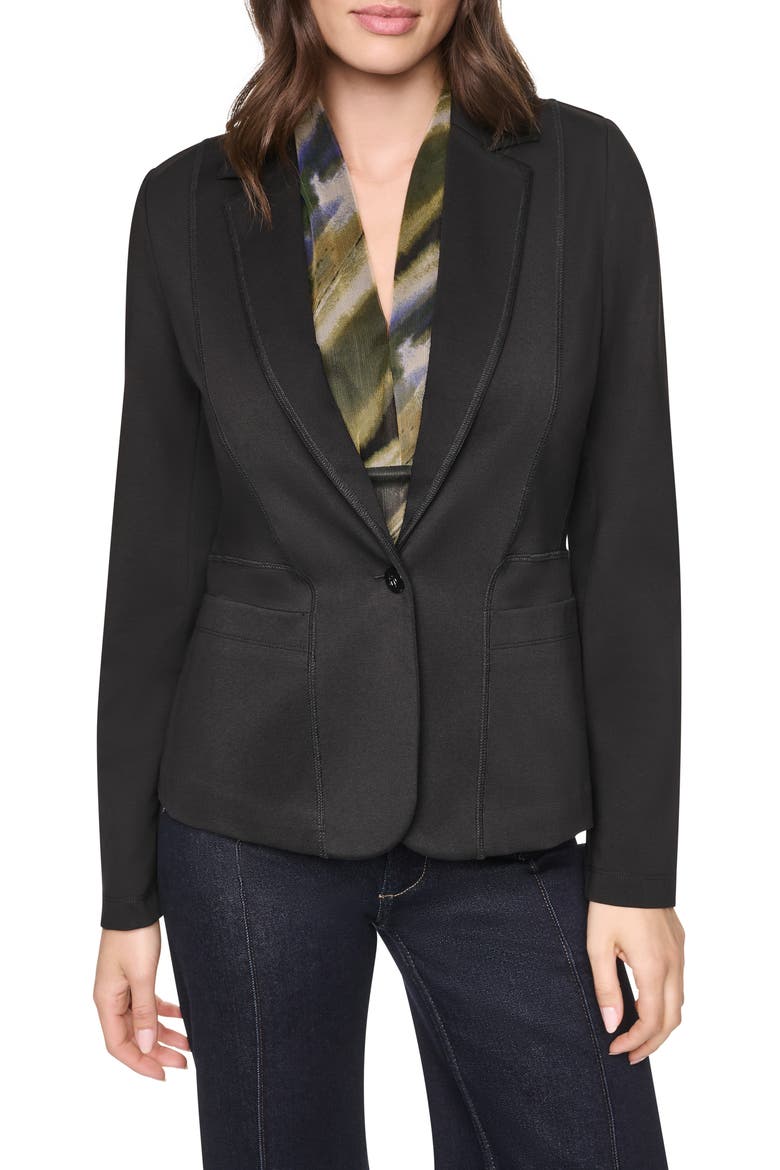 Soho Ponte One Button Blazer, Main, color, BLACK