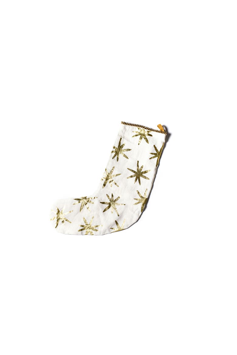 Gold Stars Stocking with Beaded Trim, Alternate, color, Yellow