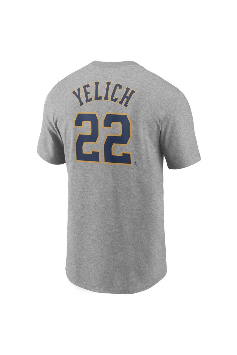 Men's Nike Christian Yelich Gray Milwaukee Brewers Name & Number T-Shirt, Alternate, color, Gray