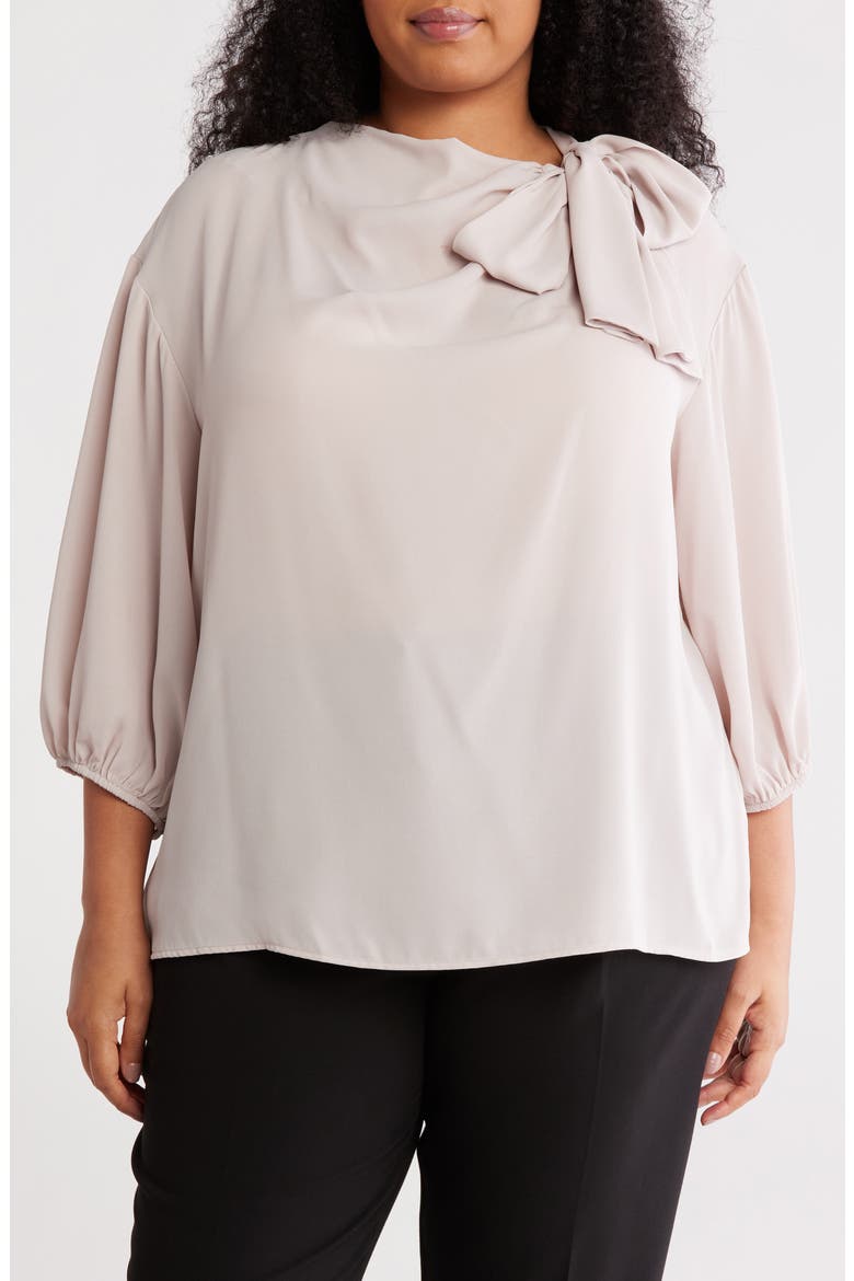 Tie Neck Top, Main, color, BEIGE