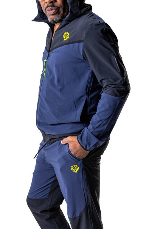 Maceoo Athleticblacknavy Blue Zip Hoodie In Blue