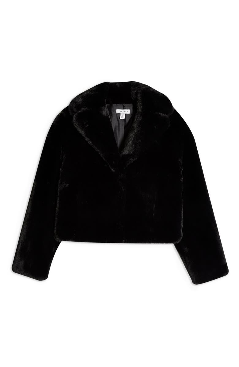 Topshop Faux Fur Crop Jacket, Alternate, color, 
