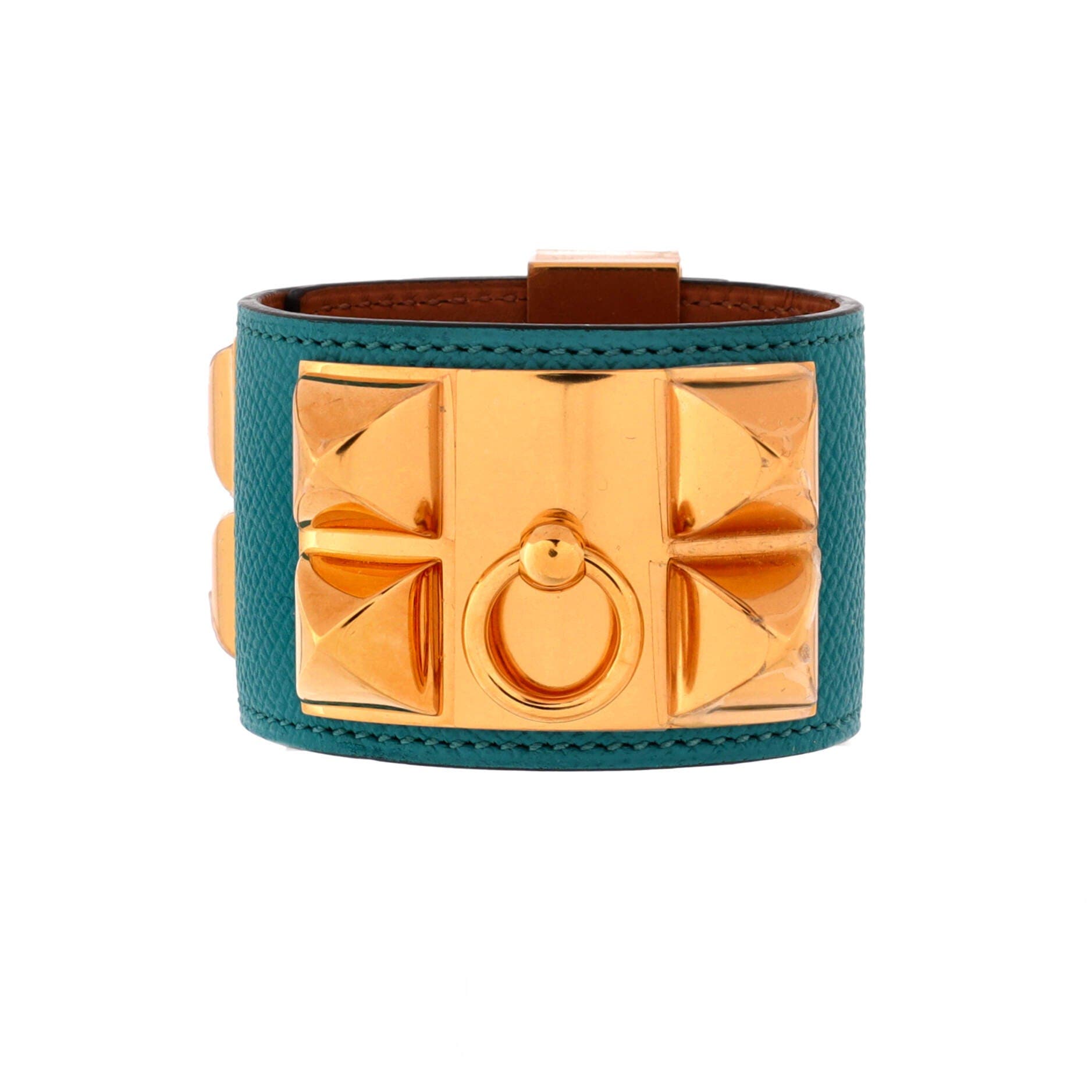 Pre-Owned Hermes Collier de Chien Bracelet Leather, Main, color, Blue