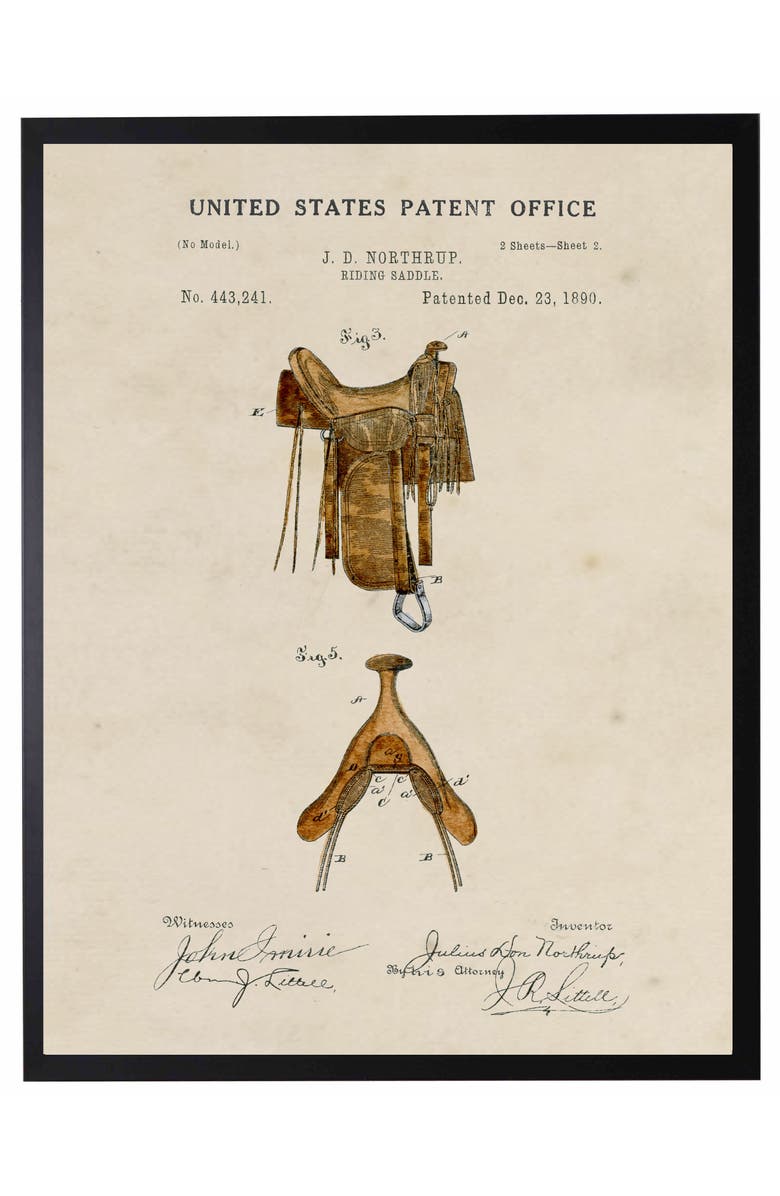 Antique Curiosities Saddle Patent 2 in Black Frame, Main, color, NO COLOR