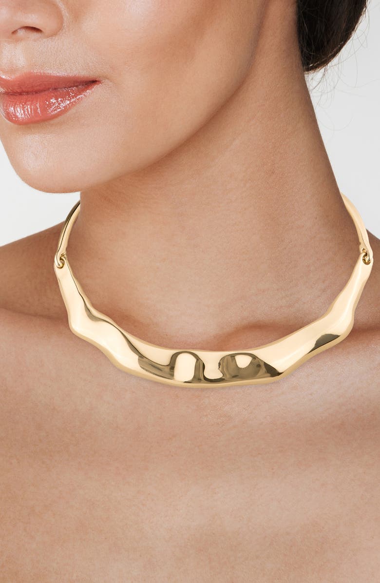 JARDIN Wavy Bar Collar Necklace, Alternate, color, Gold