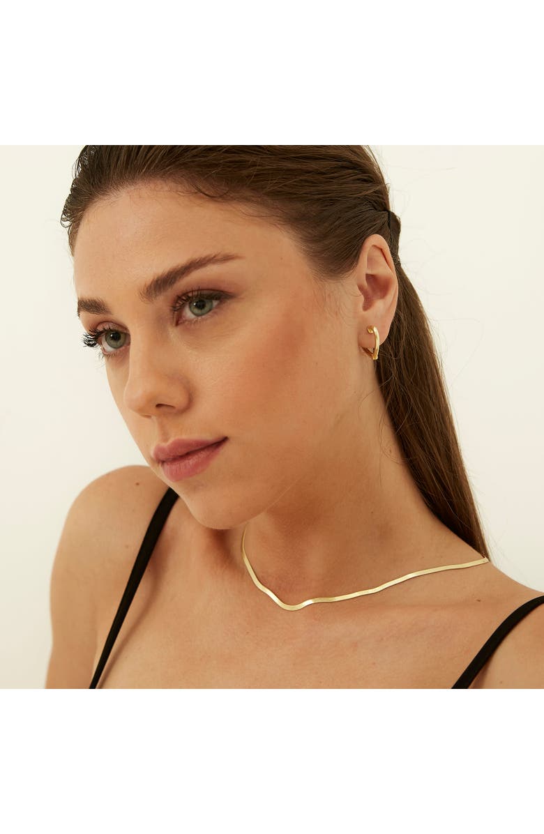 Spero London Bold Herringbone Sterling Silver Flat Snake Chain Necklace, Alternate, color, Gold