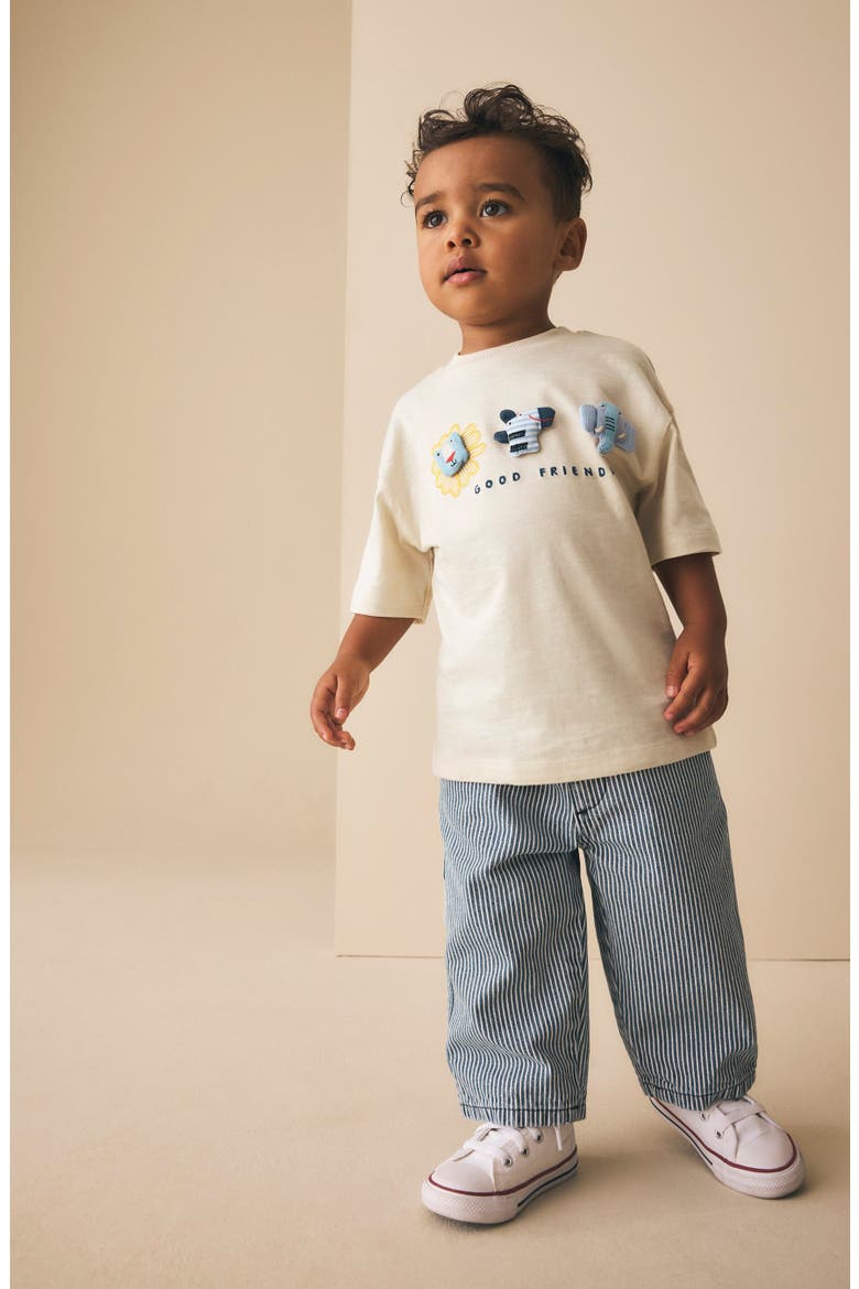 Kids' Safari Animal Appliqué Cotton T-Shirt, Alternate, color, NEUTRAL